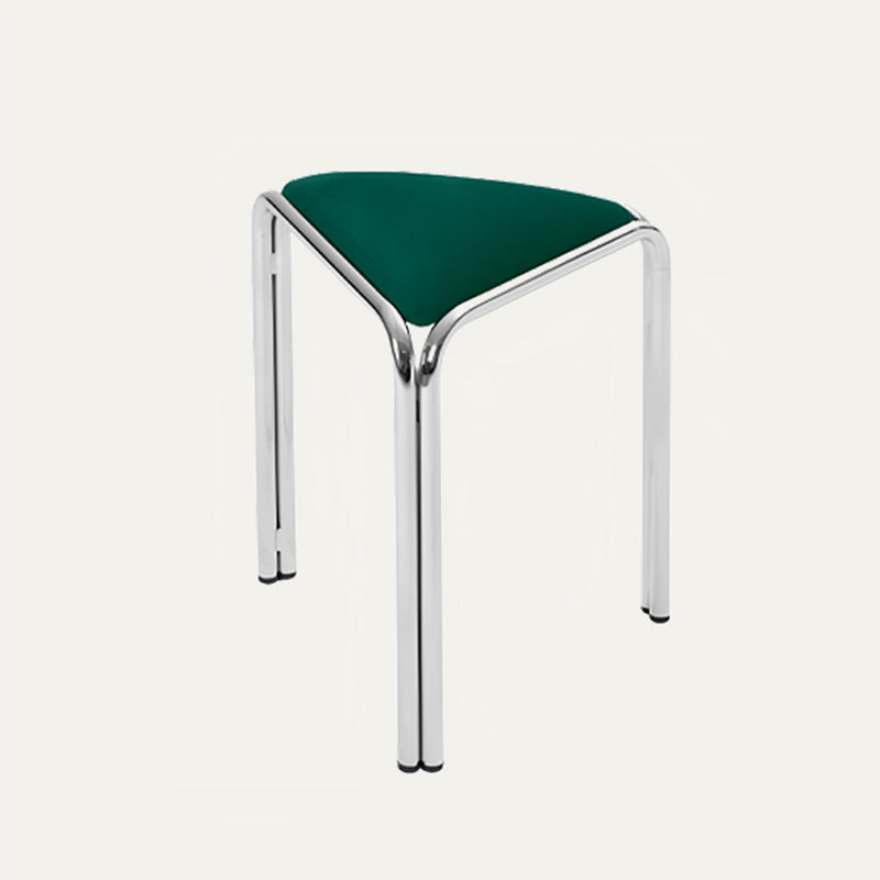 Contemporary Flannelette-Top Stainless Steel Stackable Triangle Stool, Low, Backless & Armless for Living Room