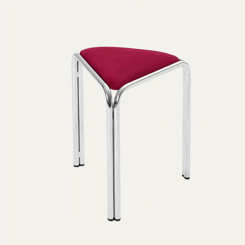 Contemporary Flannelette-Top Stainless Steel Stackable Triangle Stool, Low, Backless & Armless for Living Room