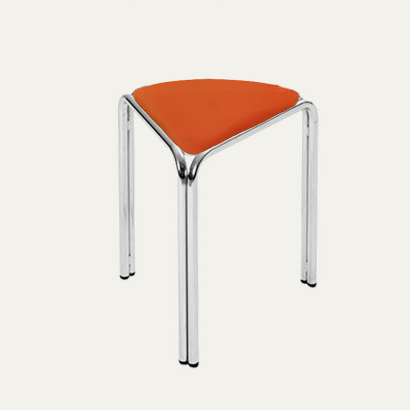 Contemporary Flannelette-Top Stainless Steel Stackable Triangle Stool, Low, Backless & Armless for Living Room