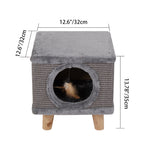 Modern Minimalist Pet & Human Shared Stool — Armless, Low-Profile Seat with Flannelette Upholstery, Cylindrical & Square Particleboard Wood for Living Room