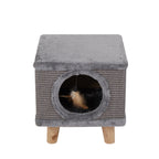 Modern Minimalist Pet & Human Shared Stool — Armless, Low-Profile Seat with Flannelette Upholstery, Cylindrical & Square Particleboard Wood for Living Room