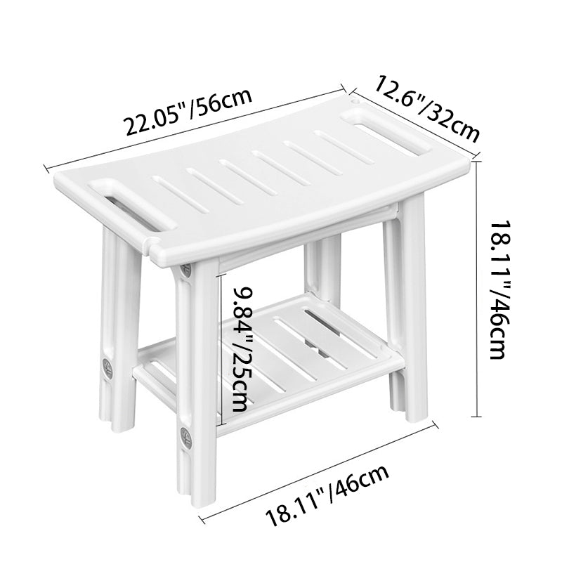 Taburete bajo moderno minimalista curvo rectangular de HDPE impermeable - Sin respaldo ni reposabrazos para baño