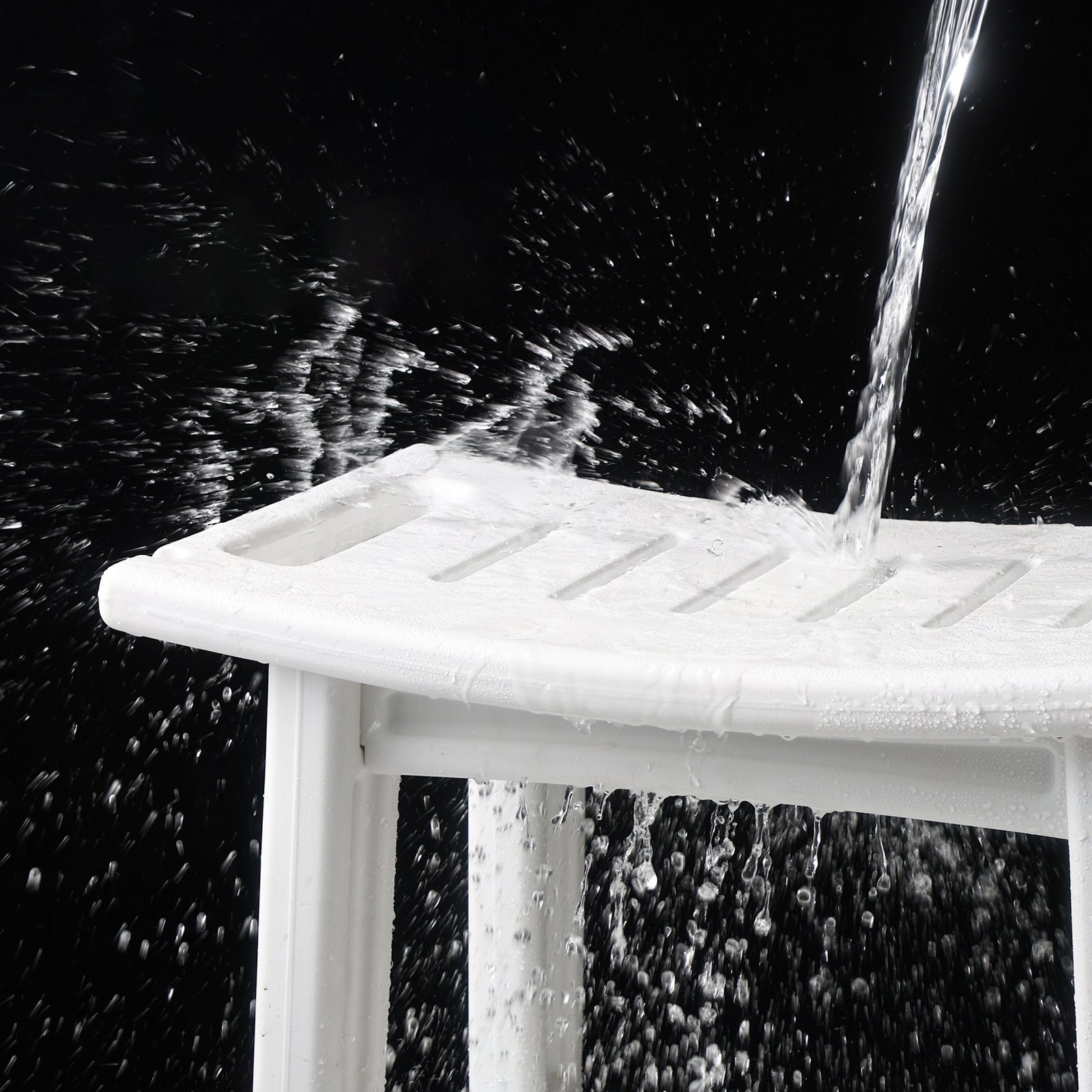Taburete bajo moderno minimalista curvo rectangular de HDPE impermeable - Sin respaldo ni reposabrazos para baño