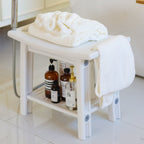 Taburete bajo moderno minimalista curvo rectangular de HDPE impermeable - Sin respaldo ni reposabrazos para baño