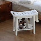 Taburete bajo moderno minimalista curvo rectangular de HDPE impermeable - Sin respaldo ni reposabrazos para baño