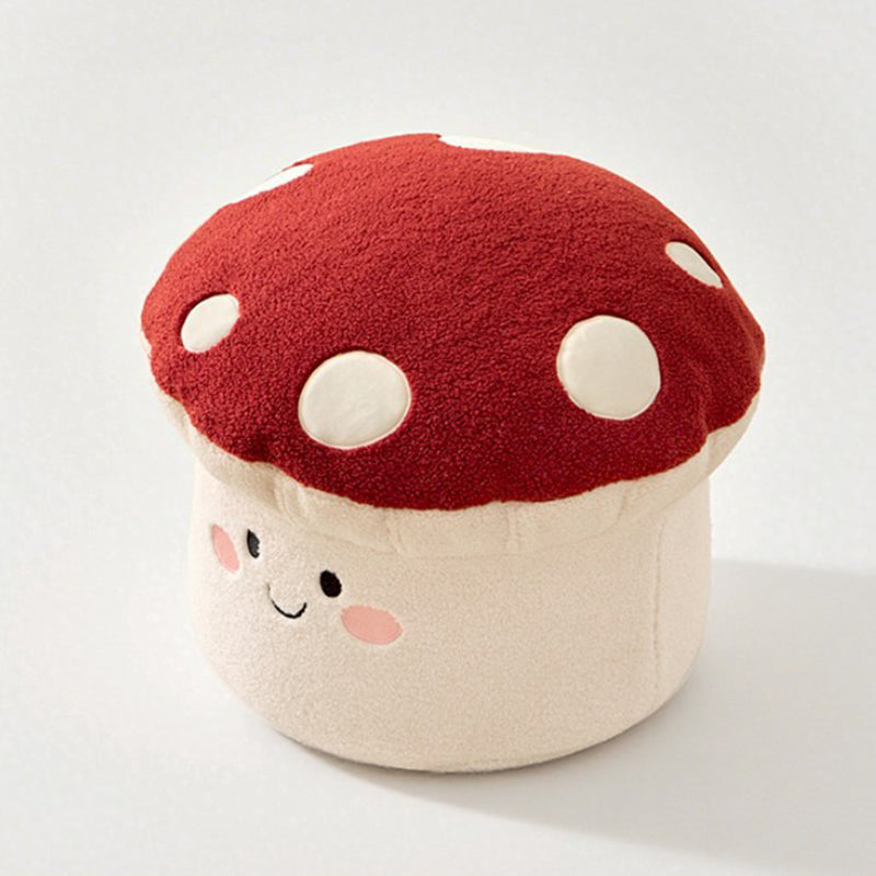Kids’ Contemporary Cartoon Mushroom Plush Stool – Low, Backless & Armless, EPP Foam, Living Room Accent