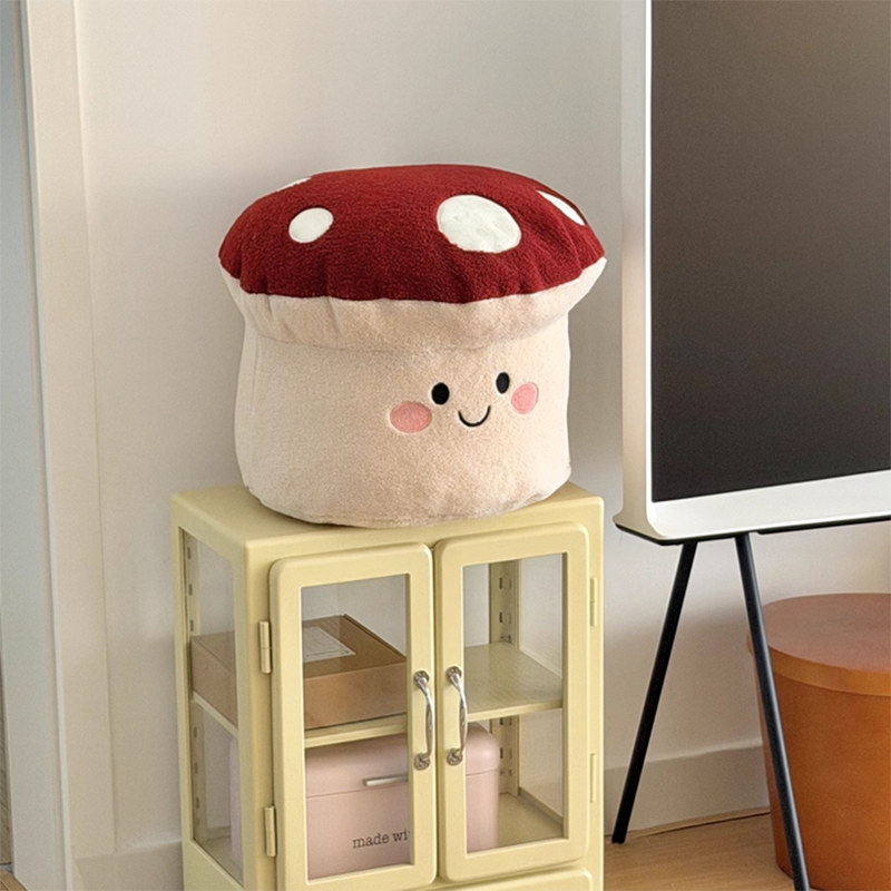 Kids’ Contemporary Cartoon Mushroom Plush Stool – Low, Backless & Armless, EPP Foam, Living Room Accent
