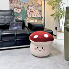 Kids’ Contemporary Cartoon Mushroom Plush Stool – Low, Backless & Armless, EPP Foam, Living Room Accent