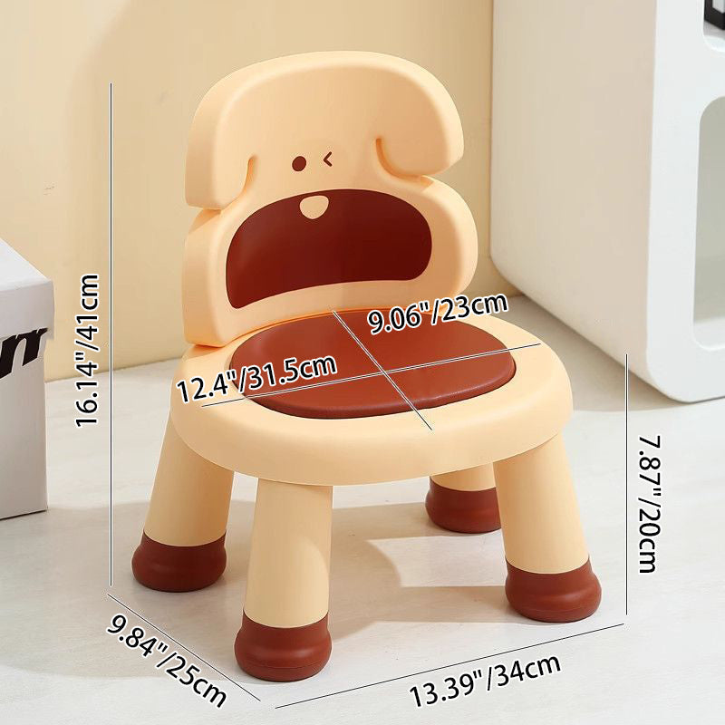Modern Art Deco Cartoon Dog-Shaped Kids' Low Stool - Armless, Backless, PP Plastic, Living Room Accent