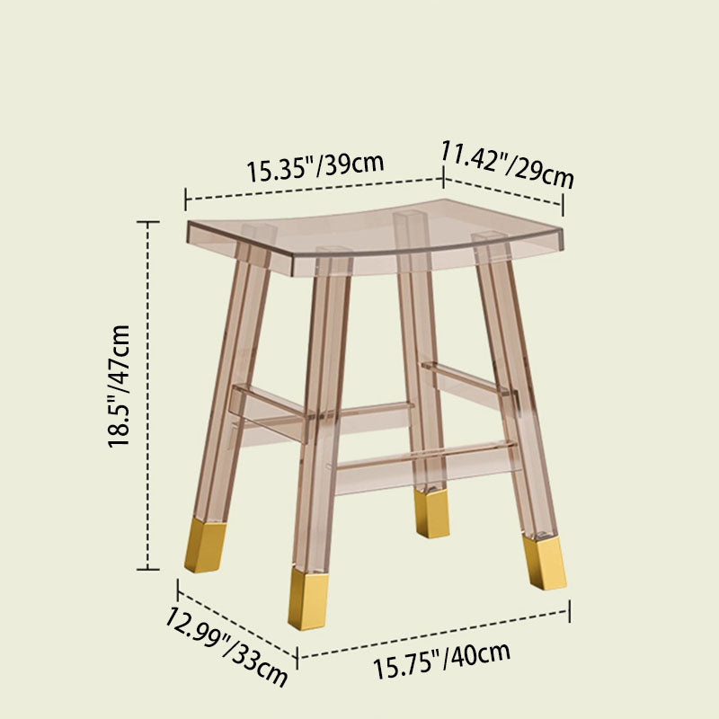 Sleek Modern Minimalist Rectangular PC Plastic Low Stool — Backless & Armless for Hallways & Entryways