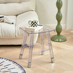 Sleek Modern Minimalist Rectangular PC Plastic Low Stool — Backless & Armless for Hallways & Entryways