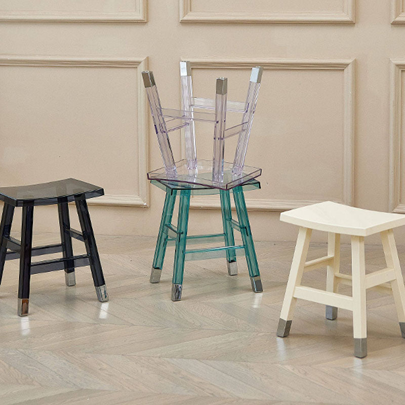 Sleek Modern Minimalist Rectangular PC Plastic Low Stool — Backless & Armless for Hallways & Entryways