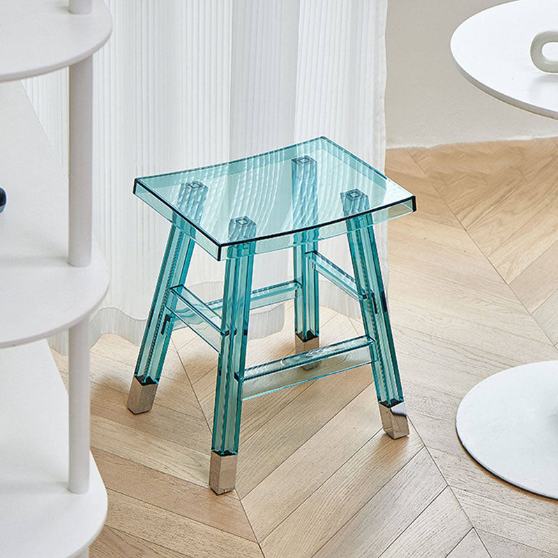 Sleek Modern Minimalist Rectangular PC Plastic Low Stool — Backless & Armless for Hallways & Entryways