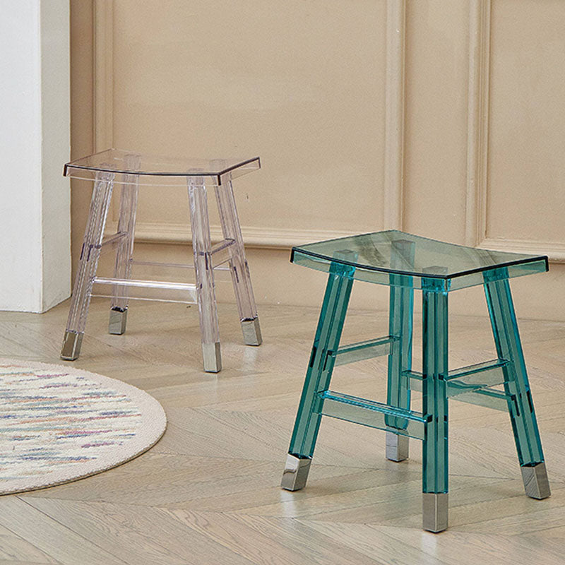 Sleek Modern Minimalist Rectangular PC Plastic Low Stool — Backless & Armless for Hallways & Entryways