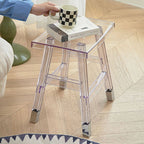 Sleek Modern Minimalist Rectangular PC Plastic Low Stool — Backless & Armless for Hallways & Entryways