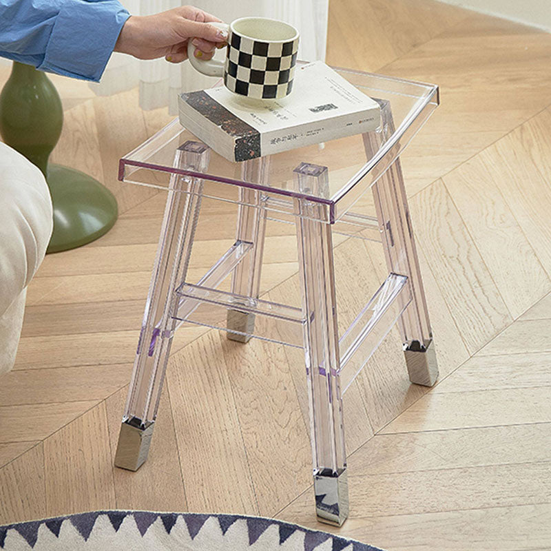 Sleek Modern Minimalist Rectangular PC Plastic Low Stool — Backless & Armless for Hallways & Entryways