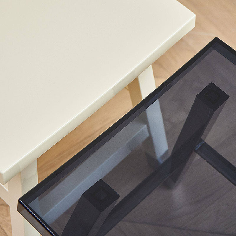 Sleek Modern Minimalist Rectangular PC Plastic Low Stool — Backless & Armless for Hallways & Entryways