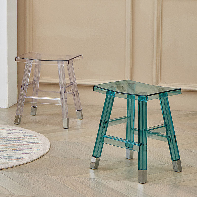 Sleek Modern Minimalist Rectangular PC Plastic Low Stool — Backless & Armless for Hallways & Entryways