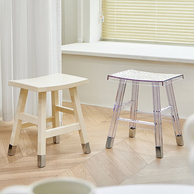 Sleek Modern Minimalist Rectangular PC Plastic Low Stool — Backless & Armless for Hallways & Entryways