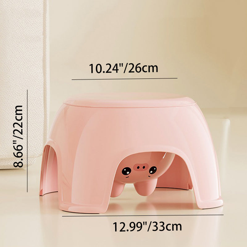 Modern Oval Kids Storage Stool – Non-Slip PP Plastic, Backless & Armless, Low-Profile Seat for Living Room and Entryway