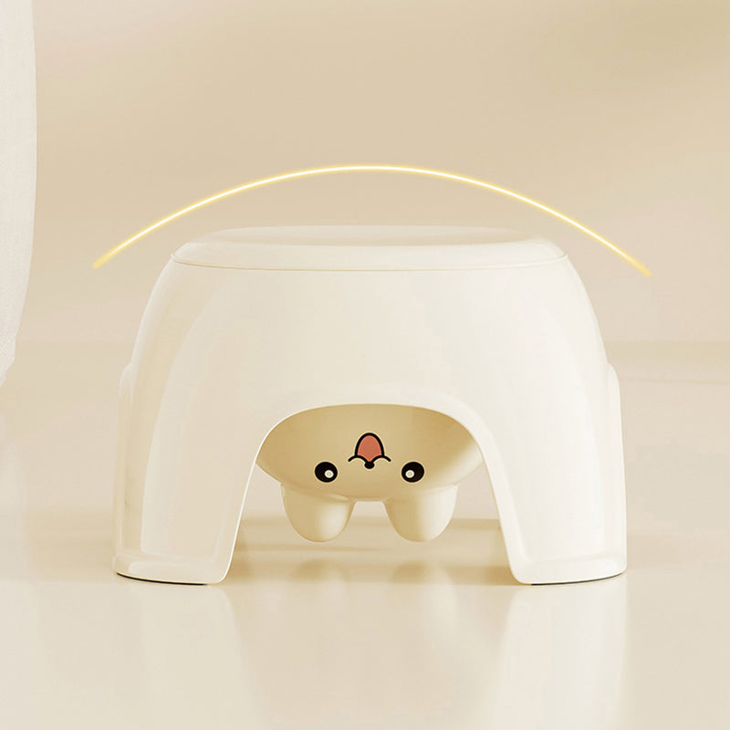 Modern Oval Kids Storage Stool – Non-Slip PP Plastic, Backless & Armless, Low-Profile Seat for Living Room and Entryway