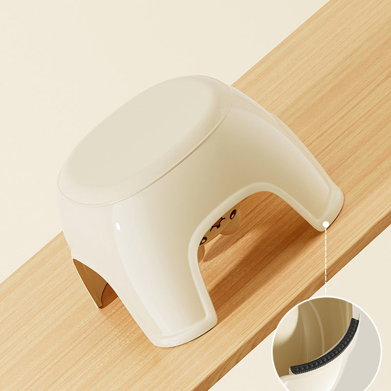 Modern Oval Kids Storage Stool – Non-Slip PP Plastic, Backless & Armless, Low-Profile Seat for Living Room and Entryway