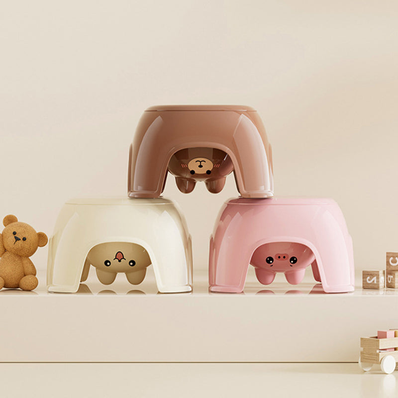 Modern Oval Kids Storage Stool – Non-Slip PP Plastic, Backless & Armless, Low-Profile Seat for Living Room and Entryway