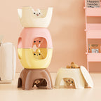 Modern Oval Kids Storage Stool – Non-Slip PP Plastic, Backless & Armless, Low-Profile Seat for Living Room and Entryway