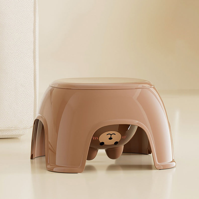 Modern Oval Kids Storage Stool – Non-Slip PP Plastic, Backless & Armless, Low-Profile Seat for Living Room and Entryway