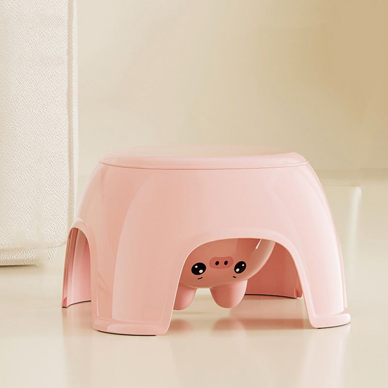 Modern Oval Kids Storage Stool – Non-Slip PP Plastic, Backless & Armless, Low-Profile Seat for Living Room and Entryway