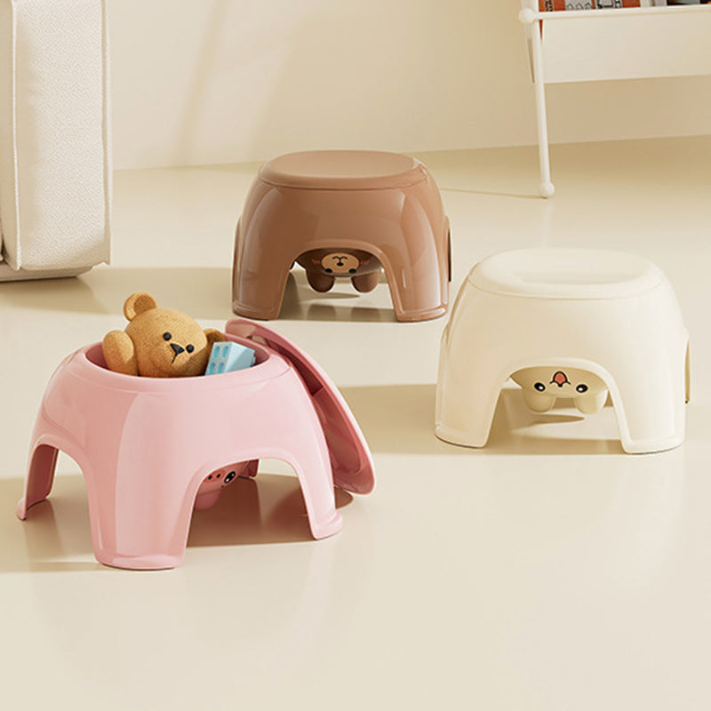 Modern Oval Kids Storage Stool – Non-Slip PP Plastic, Backless & Armless, Low-Profile Seat for Living Room and Entryway