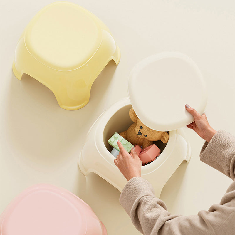Modern Oval Kids Storage Stool – Non-Slip PP Plastic, Backless & Armless, Low-Profile Seat for Living Room and Entryway