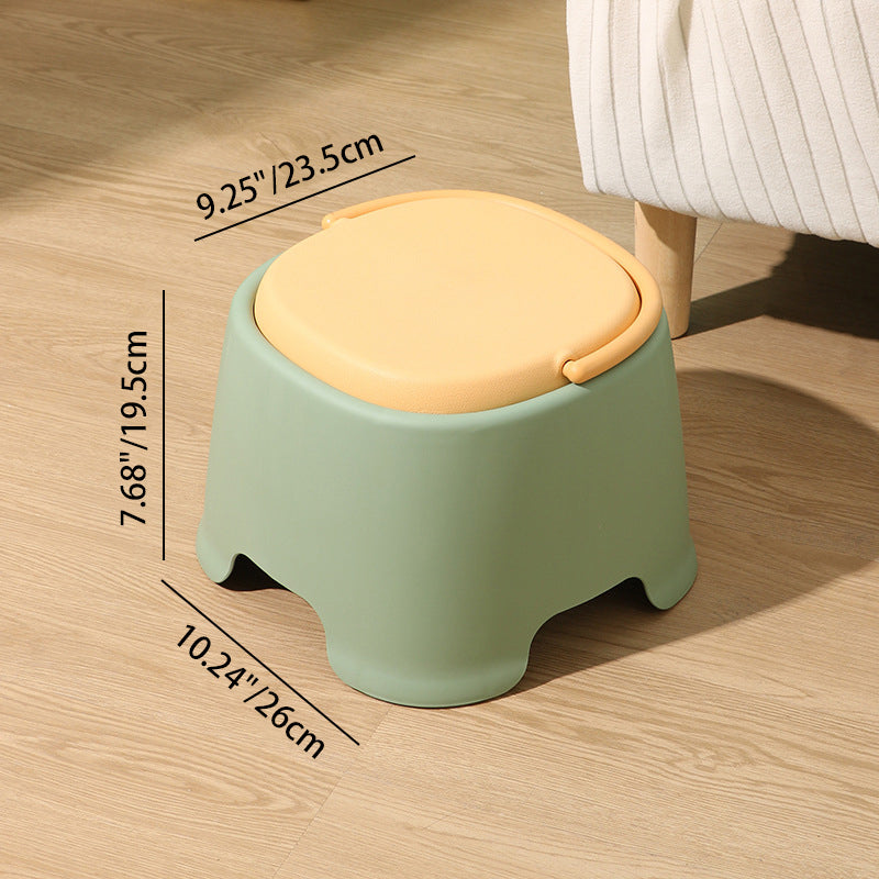 Contemporary Nordic Round-Square PP Plastic Stool – Stackable, Portable, Low-Profile, Backless & Armless for Living Room