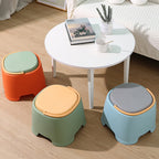 Contemporary Nordic Round-Square PP Plastic Stool – Stackable, Portable, Low-Profile, Backless & Armless for Living Room