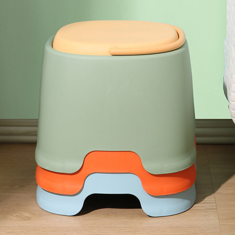 Contemporary Nordic Round-Square PP Plastic Stool – Stackable, Portable, Low-Profile, Backless & Armless for Living Room