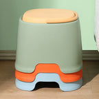 Contemporary Nordic Round-Square PP Plastic Stool – Stackable, Portable, Low-Profile, Backless & Armless for Living Room