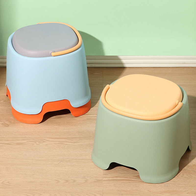 Contemporary Nordic Round-Square PP Plastic Stool – Stackable, Portable, Low-Profile, Backless & Armless for Living Room