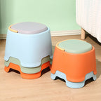 Contemporary Nordic Round-Square PP Plastic Stool – Stackable, Portable, Low-Profile, Backless & Armless for Living Room