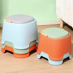 Contemporary Nordic Round-Square PP Plastic Stool – Stackable, Portable, Low-Profile, Backless & Armless for Living Room