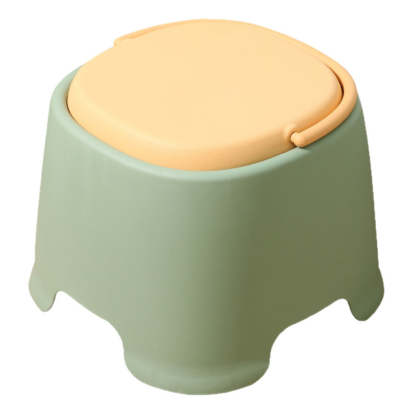 Contemporary Nordic Round-Square PP Plastic Stool – Stackable, Portable, Low-Profile, Backless & Armless for Living Room