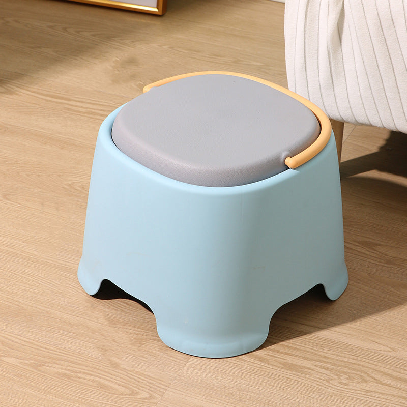 Contemporary Nordic Round-Square PP Plastic Stool – Stackable, Portable, Low-Profile, Backless & Armless for Living Room
