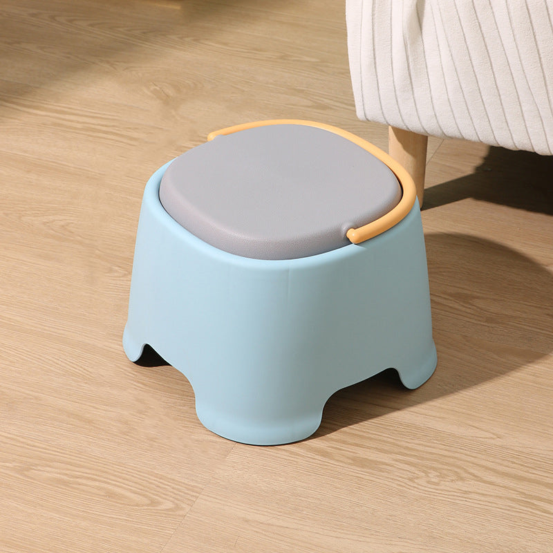Contemporary Nordic Round-Square PP Plastic Stool – Stackable, Portable, Low-Profile, Backless & Armless for Living Room