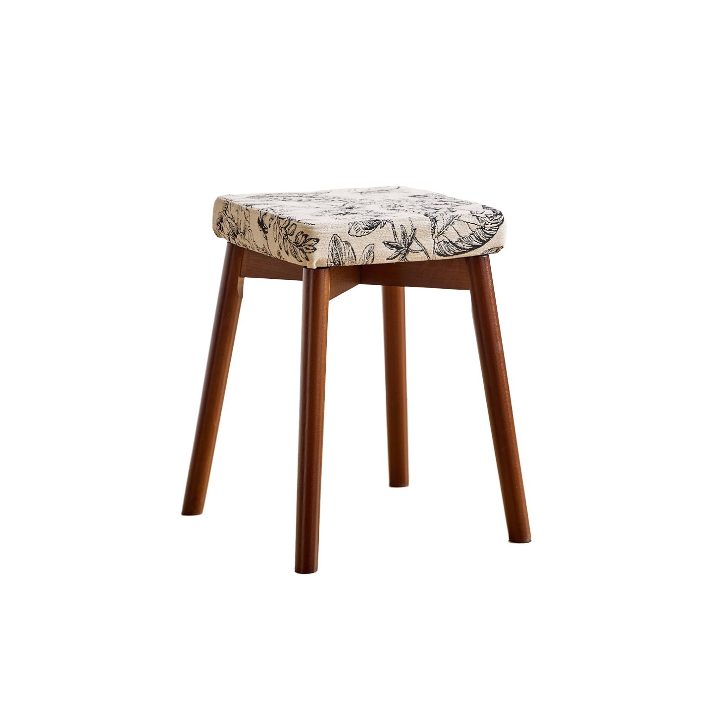 Modern Minimalist Square Cat Scratching Stool, Chenille & Leather-Resistant Fabric, Beech Wood, Detachable & Washable, Low, Backless & Armless, For Living Room & Dining Room