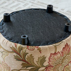 Taburete de tocador tradicional europeo de madera maciza con tapicería de chenilla, base de goma, sin respaldo ni brazos cilíndricos — Acento ideal para el dormitorio