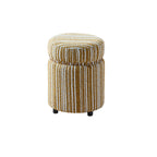 Taburete de tocador tradicional europeo de madera maciza con tapicería de chenilla, base de goma, sin respaldo ni brazos cilíndricos — Acento ideal para el dormitorio