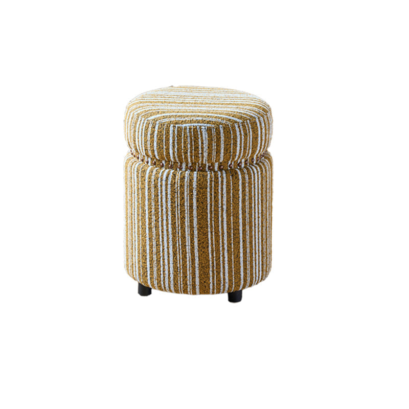 Taburete de tocador tradicional europeo de madera maciza con tapicería de chenilla, base de goma, sin respaldo ni brazos cilíndricos — Acento ideal para el dormitorio