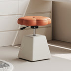 Traditional French Floral PU Leather Vanity Stool with Wooden Frame, Cushioned Sponge Seat, Liftable, Swivel, Backless & Armless for Bedroom