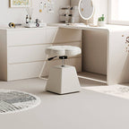 Traditional French Floral PU Leather Vanity Stool with Wooden Frame, Cushioned Sponge Seat, Liftable, Swivel, Backless & Armless for Bedroom