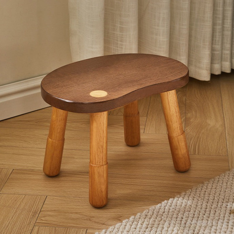 Traditional Rustic Kids’ Low Stool — Lentil-Cashew Shaped Rubberwood, Backless & Armless, Hallway-Ready