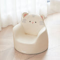 Modern Art Deco Cartoon Animal Kids Stool with Backrest and Armrests, PU Leather, Foam Cushioned, Low-Profile Bedroom Stool